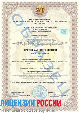 Образец сертификата соответствия Ясный Сертификат ISO 22000