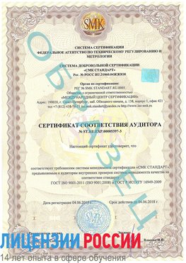 Образец сертификата соответствия аудитора №ST.RU.EXP.00005397-3 Ясный Сертификат ISO/TS 16949